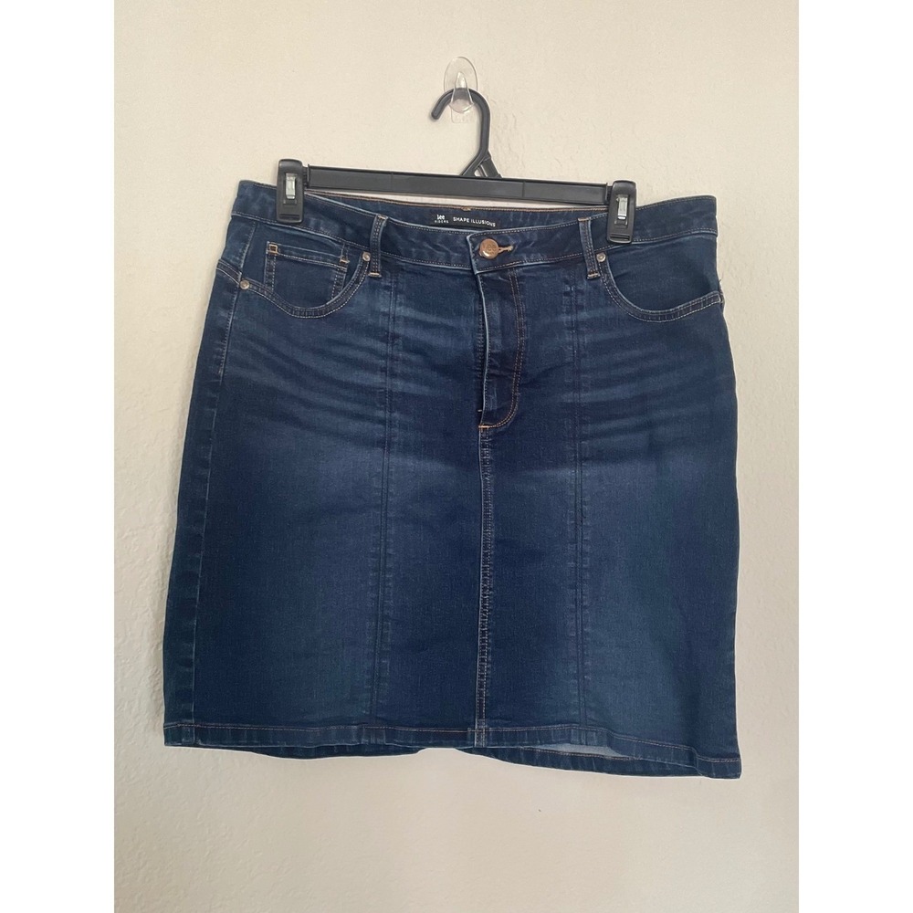 Lee Riders Shape Illusions Denim Skirt Dark Wash Blue Mini Skirt Womens